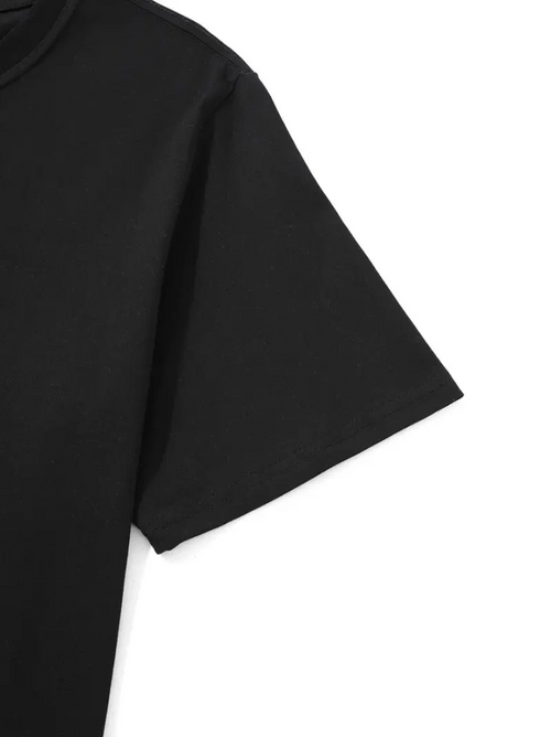 Baskılı Oversize Bisiklet Yaka T-shirt - Siyah (158846)