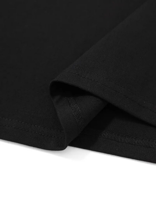 Baskılı Oversize Bisiklet Yaka T-shirt - Siyah (158853)