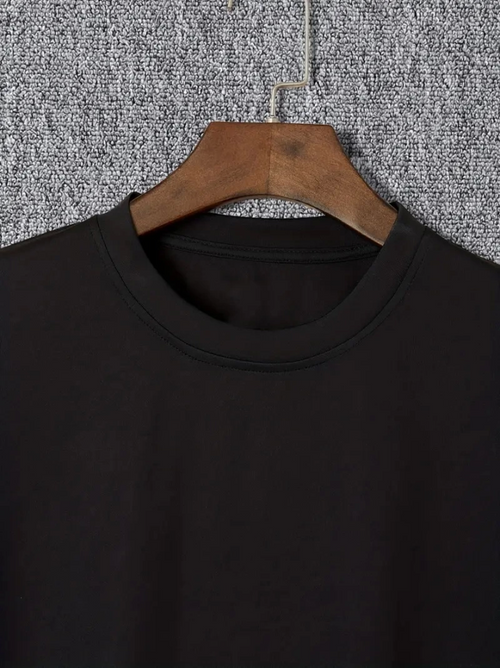 Baskılı Oversize Bisiklet Yaka T-shirt - Siyah (158857)