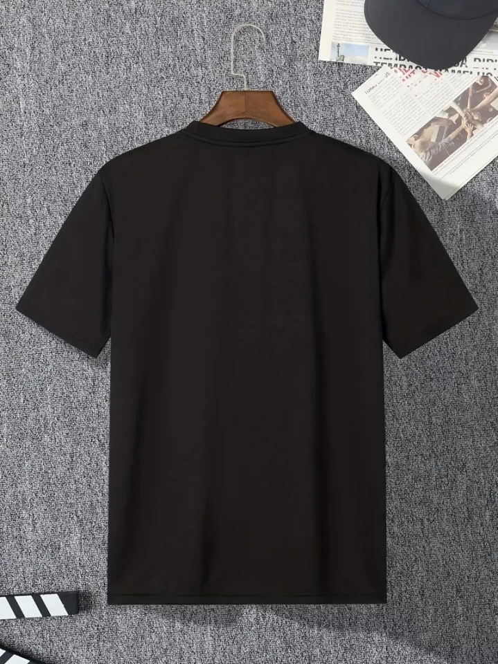 Baskılı Oversize Bisiklet Yaka T-shirt - Siyah (158857)