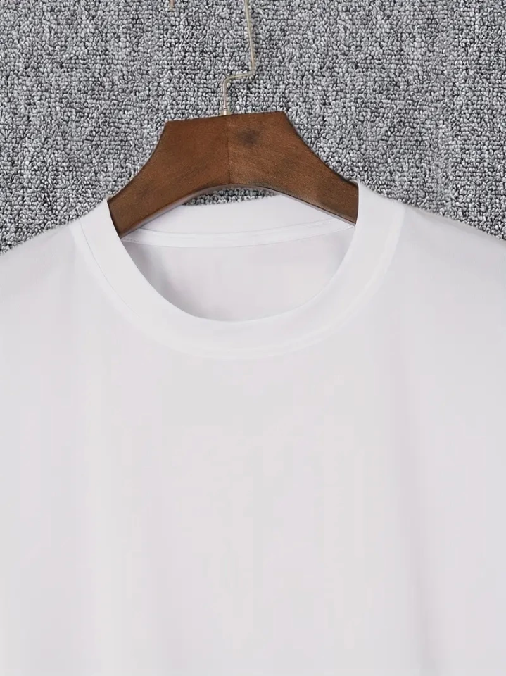 Baskılı Oversize Bisiklet Yaka T-shirt - Beyaz (158858)