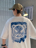 Baskılı Oversize Bisiklet Yaka T-shirt - Beyaz (158900)