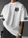 Baskılı Oversize Bisiklet Yaka T-shirt - Beyaz (158903)