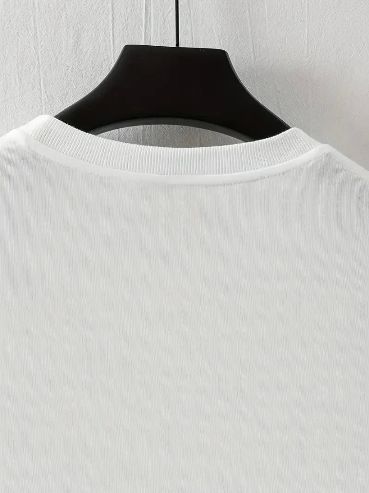 Baskılı Oversize Bisiklet Yaka T-shirt - Beyaz (158903)