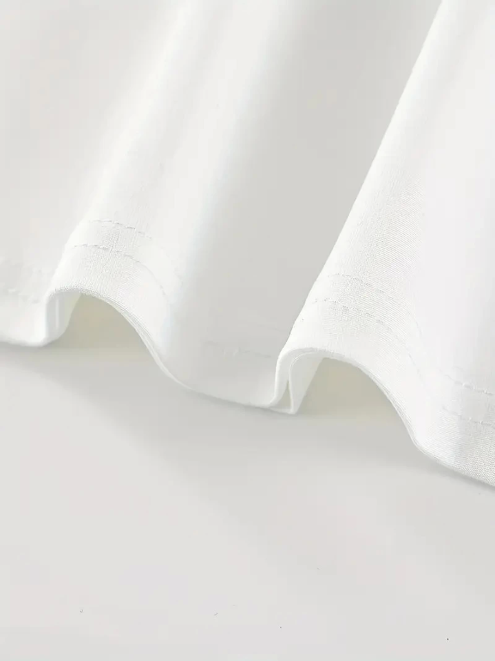 Baskılı Oversize Bisiklet Yaka T-shirt - Beyaz (158933)