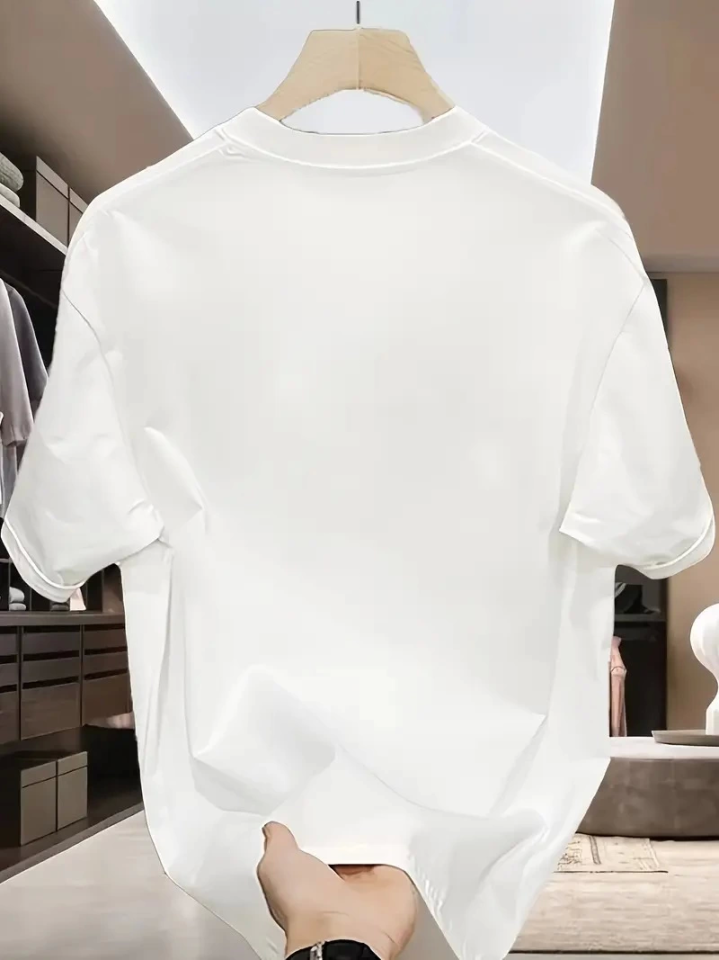 Baskılı Oversize Bisiklet Yaka T-shirt - Beyaz (158938)