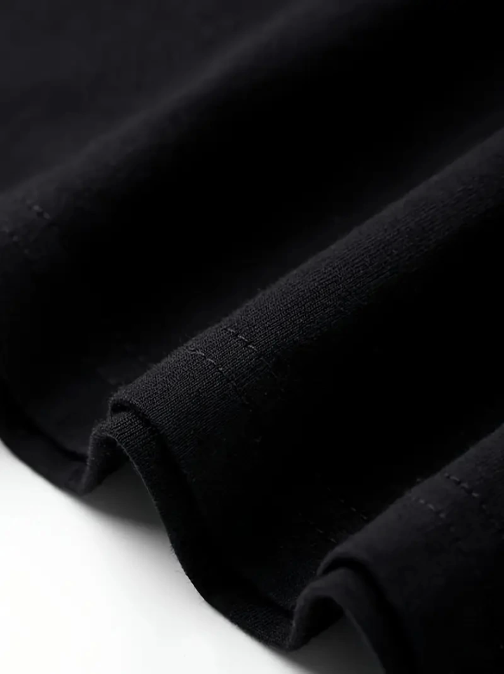 Baskılı Oversize Bisiklet Yaka T-shirt - Siyah (158947)