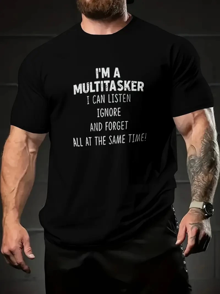Baskılı Oversize Bisiklet Yaka T-shirt - Siyah (158953)