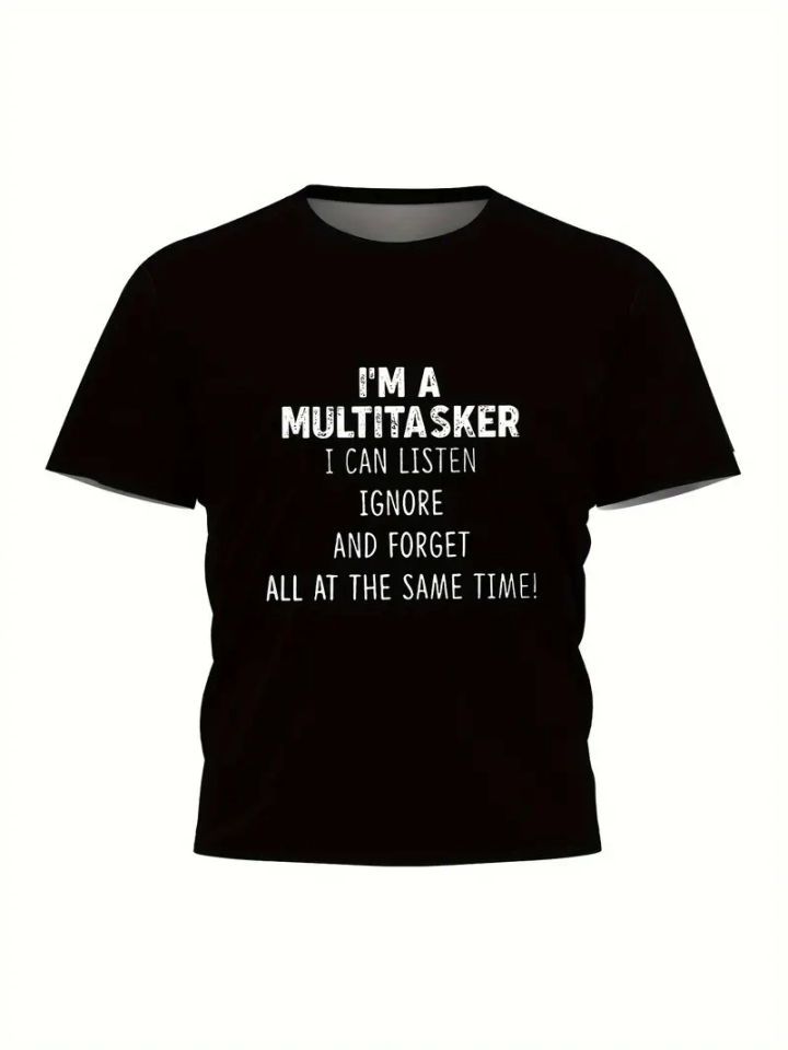 Baskılı Oversize Bisiklet Yaka T-shirt - Siyah (158953)