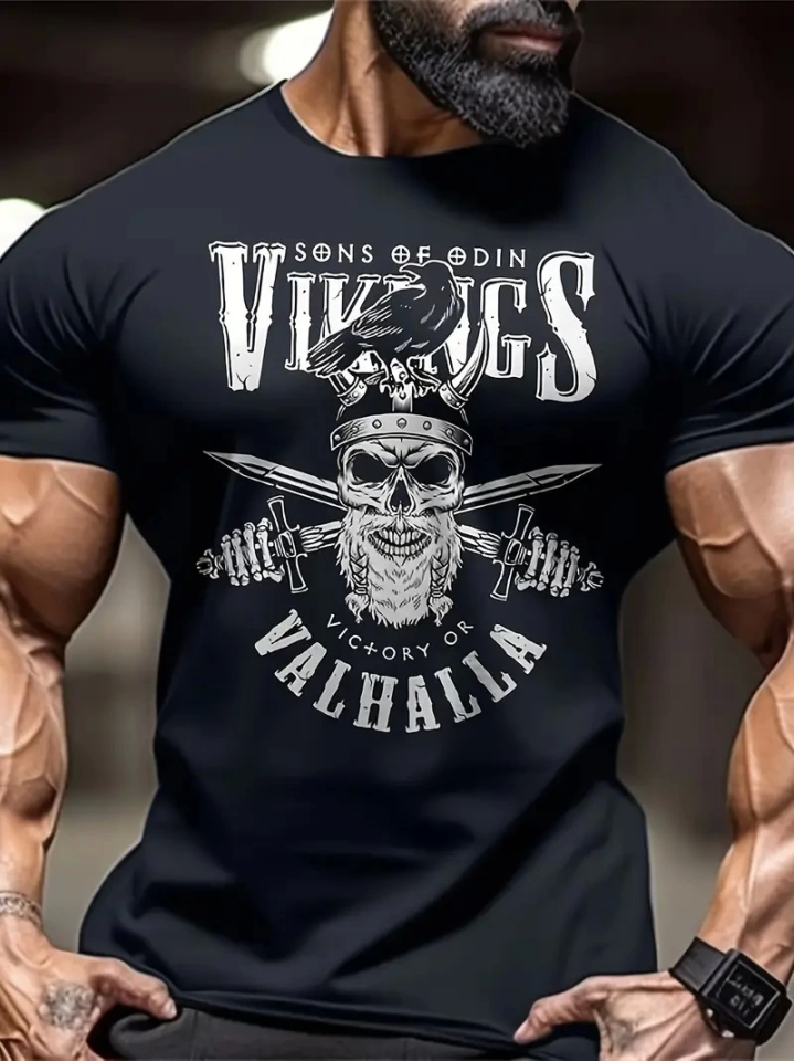 Baskılı Oversize Bisiklet Yaka T-shirt - Siyah (158954)