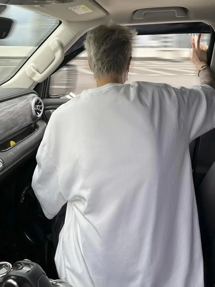 Baskılı Oversize Bisiklet Yaka T-shirt - Beyaz (158966)