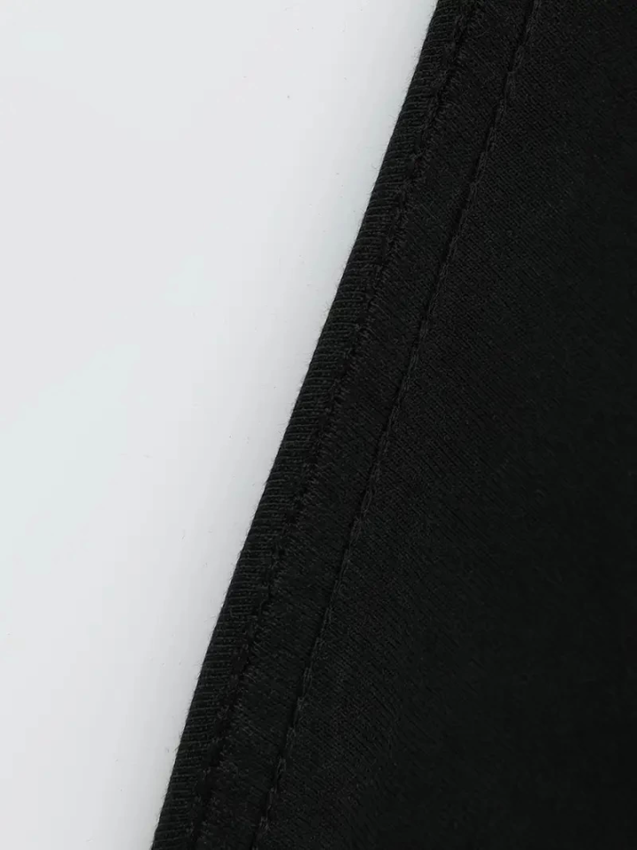 Baskılı Oversize Bisiklet Yaka T-shirt - Siyah (158969)