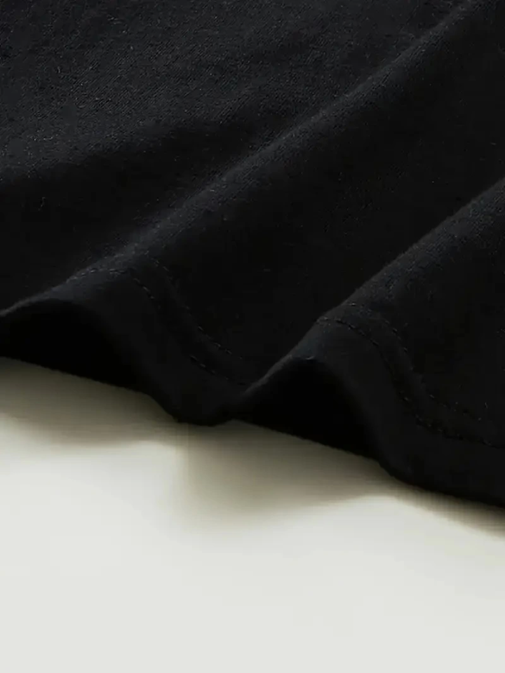 Baskılı Oversize Bisiklet Yaka T-shirt - Siyah (159021)
