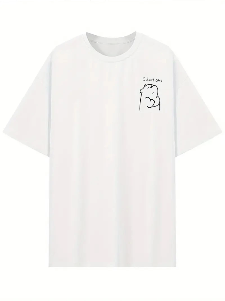 Baskılı Oversize Bisiklet Yaka T-shirt - Beyaz (159022)