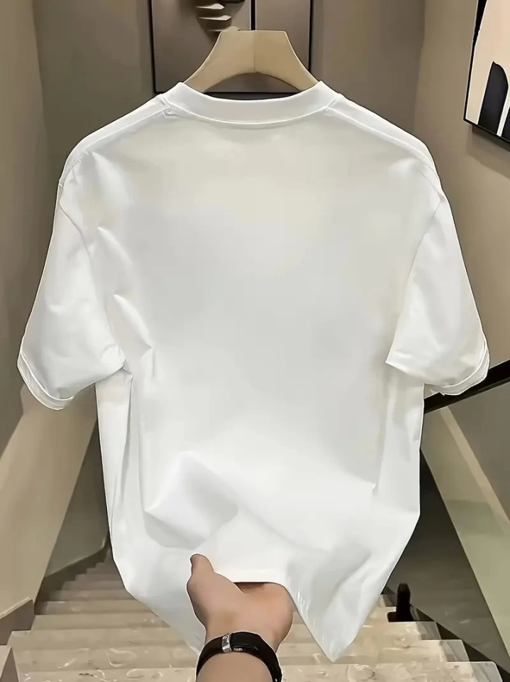 Baskılı Oversize Bisiklet Yaka T-shirt - Beyaz (159023)