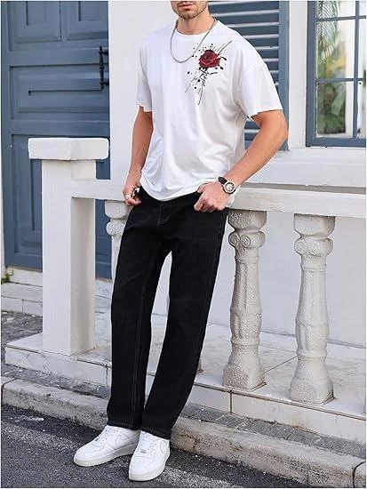 Erkek Bisiklet Yaka Kısa Kol Baskılı T-shirt - Beyaz (166763)