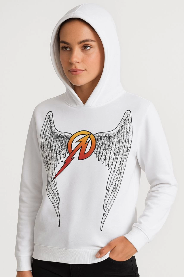 Metallica İki İplik Kapüşonlu Ön Ve Arka Baskılı Hoodie - Beyaz (171719)