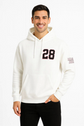 Üç İplik Kapüşonlu Ön Ve Arka Baskılı SweatShirt Hoodie - Beyaz (172558)