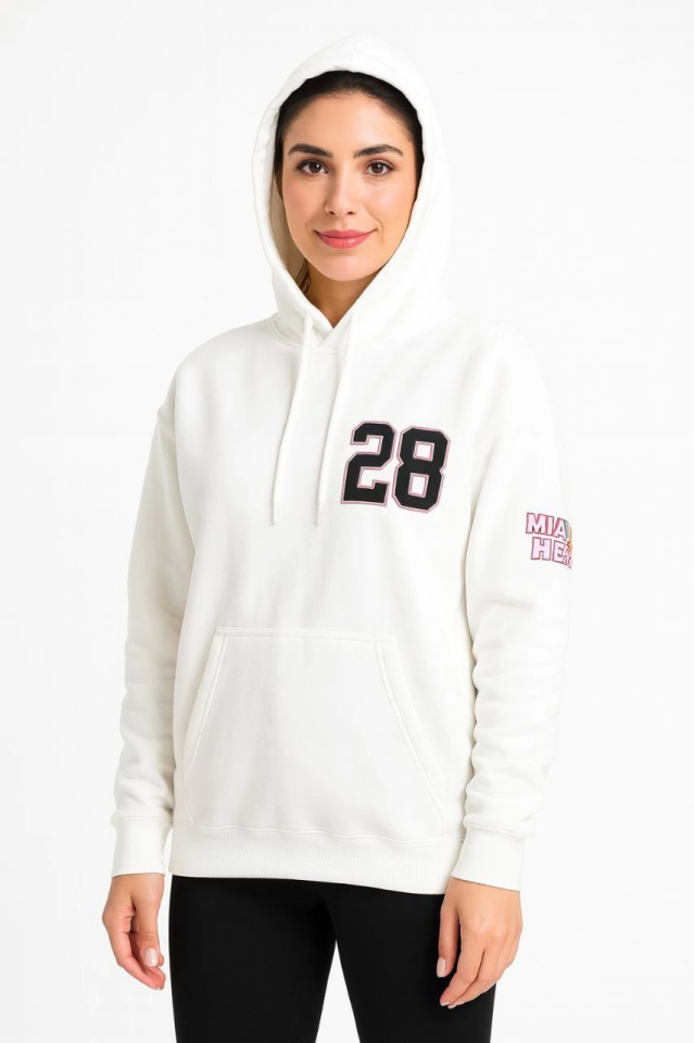 Üç İplik Kapüşonlu Ön Ve Arka Baskılı SweatShirt Hoodie - Beyaz (172559)