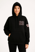 Üç İplik Kapüşonlu Ön Ve Arka Baskılı SweatShirt Hoodie - Siyah (172560)