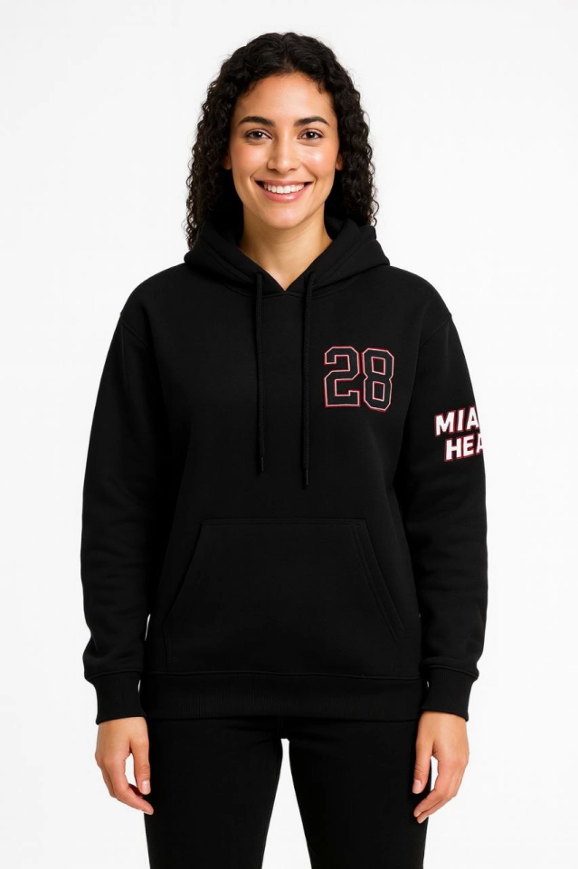 Üç İplik Kapüşonlu Ön Ve Arka Baskılı SweatShirt Hoodie - Siyah (172560)