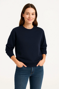 Üç İplik Düz Bisiklet Yaka SweatShirt - Lacivert (172573)