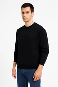 Erkek Üç İplik Düz Bisiklet Yaka SweatShirt - Siyah (172667)