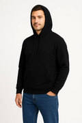 Erkek Üç İplik Kapüşonlu Kanguru Cepli SweatShirt Hoodie - Siyah (172689)
