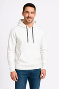 Erkek Üç İplik Kapüşonlu Kanguru Cepli SweatShirt Hoodie - Beyaz (172690)