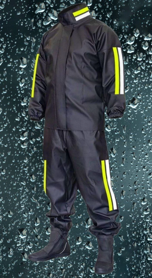 Premium Motorcu Kurye Yağmurluk Takım Su Geçirmez PVC Kumaş Reflektörlü TÜBİTAK Onaylı - Siyah (172854)