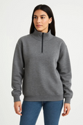 Üç İplik Dık Yaka Yarım Fermuarlı SweatShirt - Antrasit (173157)