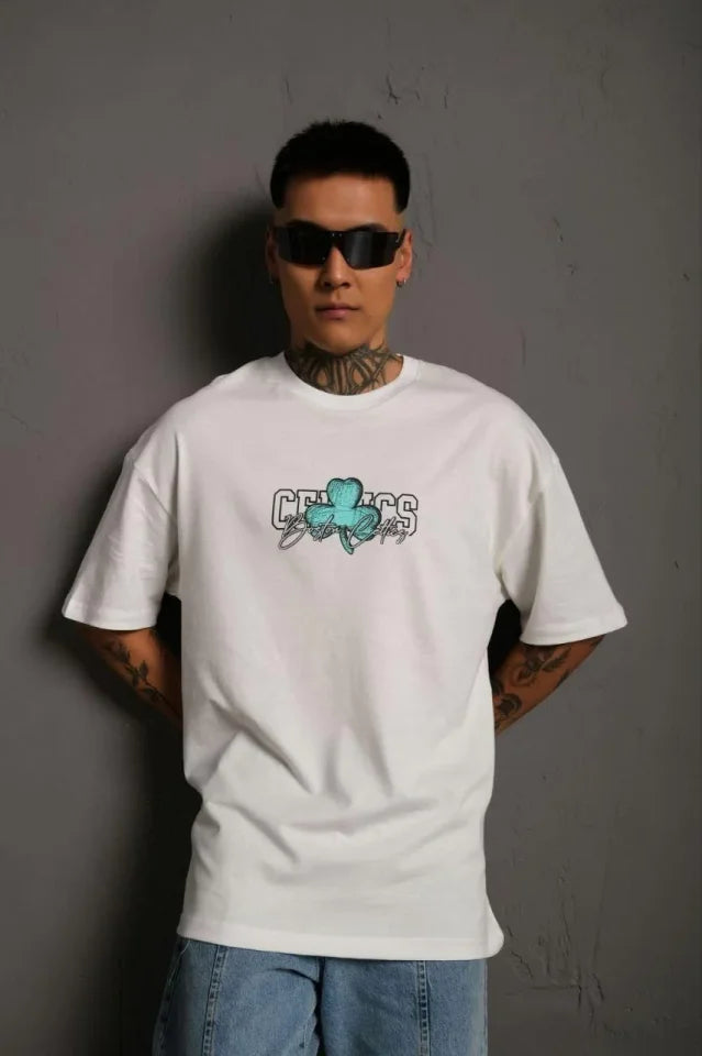 Erkek Sırt Baskılı T-shirt - Beyaz (179401)