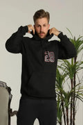 Erkek Oversize Üç İplik Kapüşonlu Sweatshirt –Sırt Ve Ön Baskılı, Kanguru Cepli, Rahat Kalıp Maskot Desenli Model - Siyah (179520)