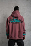 Erkek Üç İplik Içi Pamuklu Alev Baskılı Kapüşonlu Sweatshirt - Gül Kurusu (180317)