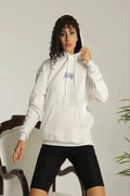 24 Sırt Baskılı Ovresize Üç İplik Kapüşonlu Sweatshirt - Beyaz (180333)