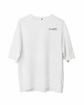 Unisex Bisiklet Yaka Baskılı Oversize T-Shirt - Beyaz (180606)