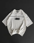 Unisex Bisiklet Yaka Baskılı Oversize T-Shirt - Beyaz (180607)
