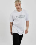 Unisex Bisiklet Yaka Baskılı Oversize T-Shirt - Beyaz (180626)
