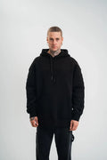 Double Oversize Kapşonlu Nakışlı SweatShirt - Siyah (180762)