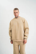 Uzun Kol Bisiklet Yaka Basic SweatShirt - Bej (180791)