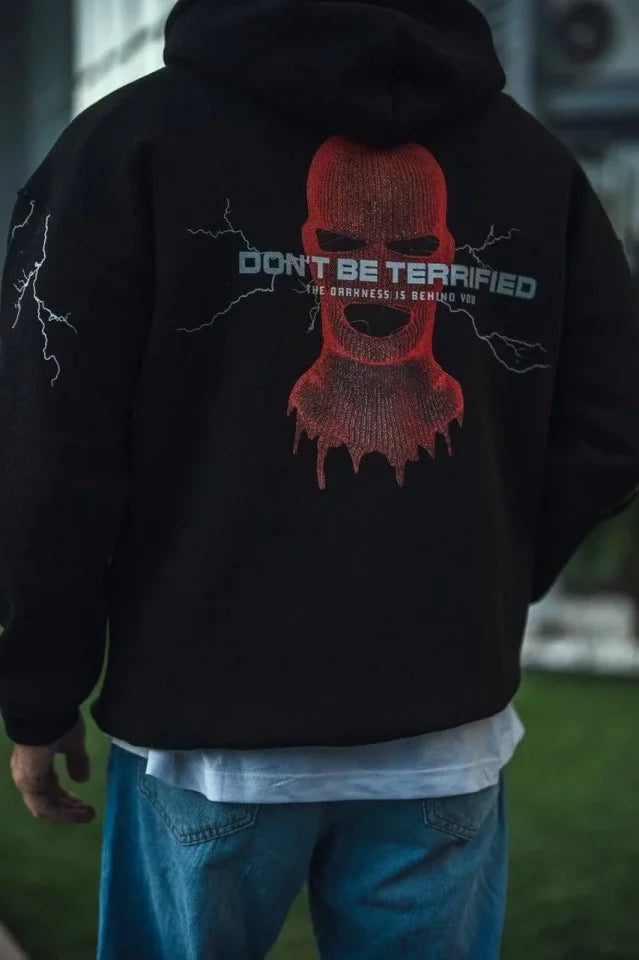 Üç İplik Kapüşonlu Baskılı Oversize SweatShirt- Siyah (181294)
