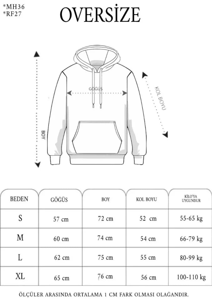 Erkek Nakış İşlemeli Kapşonlu Antrasit Sweatshirt Üç İplik Double Oversize- Füme (181794)