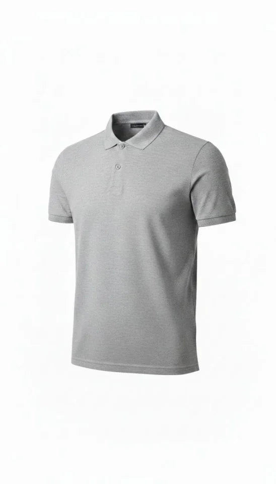 Erkek Pike Kumaş Düğmeli Yaka Regular Fit Günlük Kısa Kol Tişört T-shirt - Gri (181979)