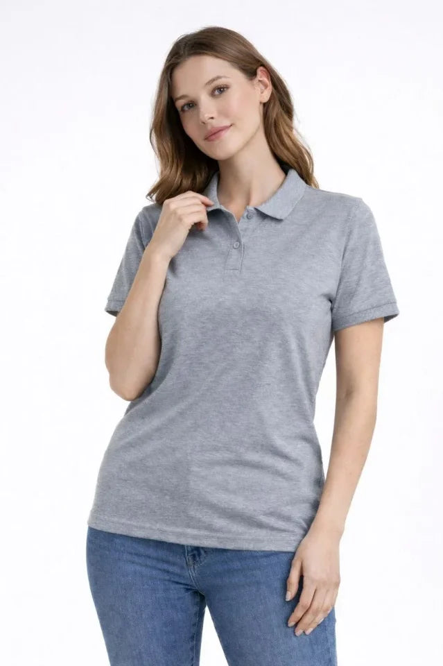 Pike Kumaş Düğmeli Yaka Regular Rahat Günlük Kısa Kol Tişört T-shirt - Gri (181980)