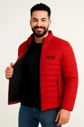 Erkek Mikro Su İtici Kapitone Baskılı Astarlı Fermuarlı Bomber Mont - Kırmızı (182535)