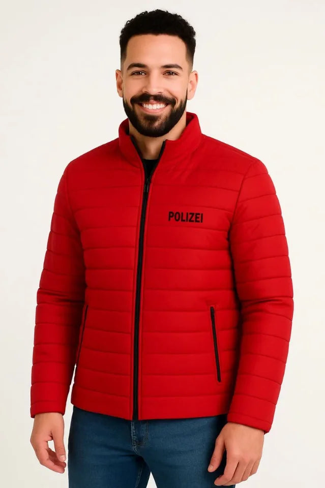 Erkek Mikro Su İtici Kapitone Baskılı Astarlı Fermuarlı Bomber Mont - Kırmızı (182535)
