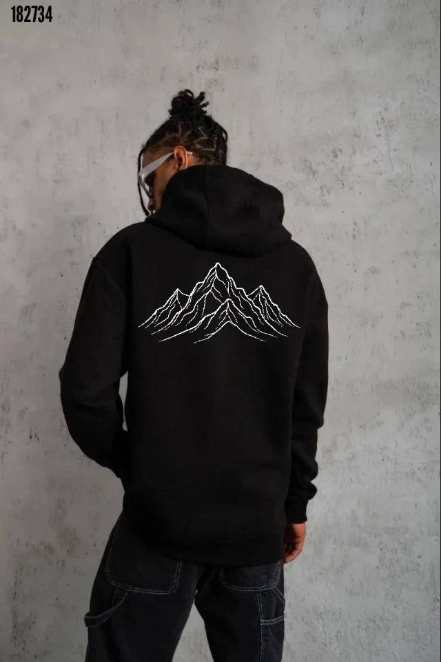 Erkek Nihilist Penguen Oversize Sweatshirt Siyah