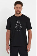 Erkek Nihilist Penguen Özel Tasarım Oversize Bisiklet Yaka Tişört - Siyah (182735)