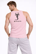 Erkek Fitilli Atlet Sıfır Yaka Slim Fit Arka Baskılı Spor Atlet - Pembe (182981)