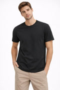 Erkek Bisiklet Yaka Tişört Regular Kalıp Basic Pamuklu Günlük Kullanım T-shirt - Siyah (184260)